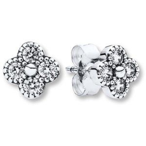 Pandora CLEAR Oriental Blossom Stud CZ Earrings